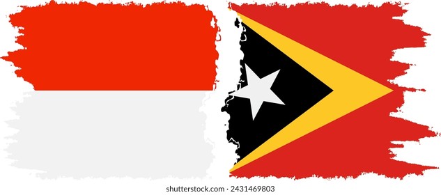 Timor-Leste - East Timor and Indonesia grunge flags connection, vector