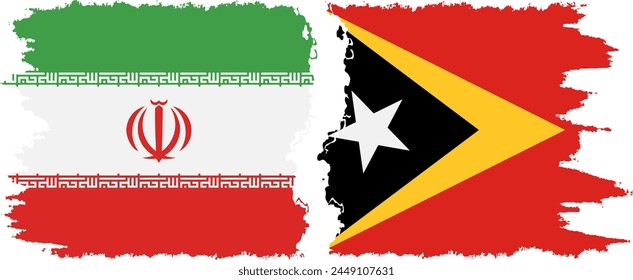 Timor-Leste - East Timor and Iran grunge flags connection, vector