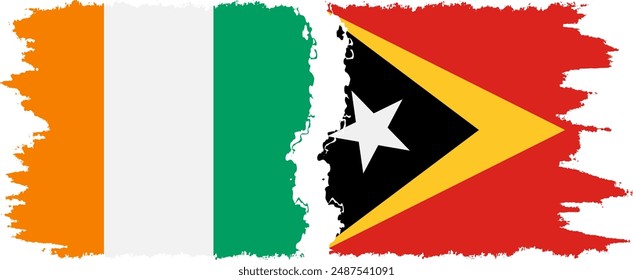 Timor-Leste - East Timor and Ivory Coast grunge flags connection, vector