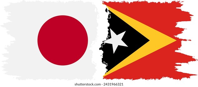 Timor-Leste - East Timor and Japan grunge flags connection, vector