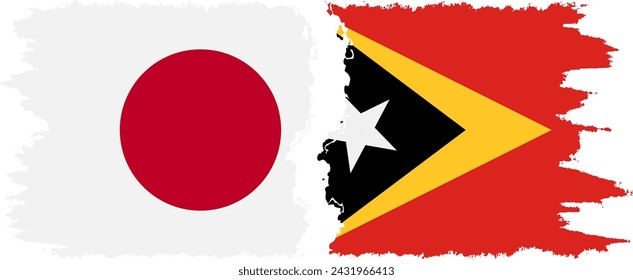 Timor-Leste - East Timor and Japan grunge flags connection, vector