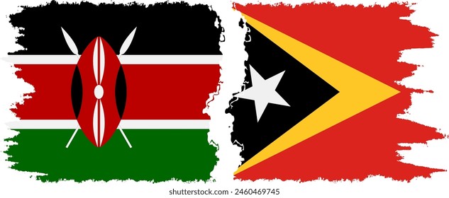 Timor-Leste - East Timor and Kenya grunge flags connection, vector