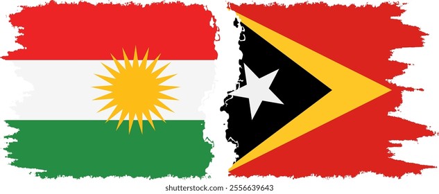 Timor-Leste - East Timor and  Kurdistan grunge flags connection, vector