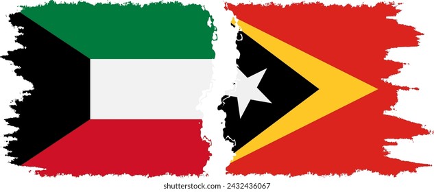 Timor-Leste - East Timor and Kuwait grunge flags connection, vector