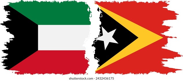 Timor-Leste - East Timor and Kuwait grunge flags connection, vector