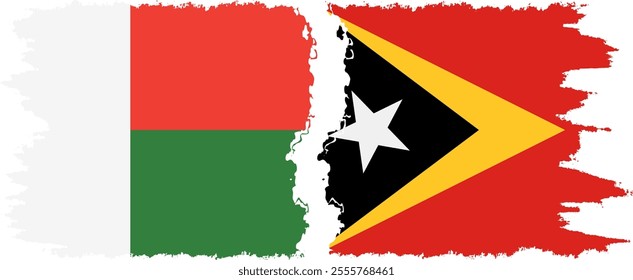 Timor-Leste - East Timor and Madagascar grunge flags connection, vector