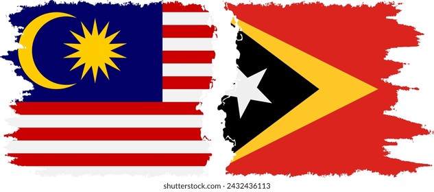 Timor-Leste - East Timor and Malaysia grunge flags connection, vector