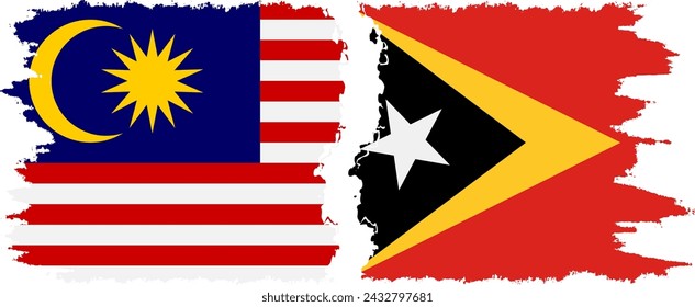 Timor-Leste - East Timor and Malaysia grunge flags connection, vector