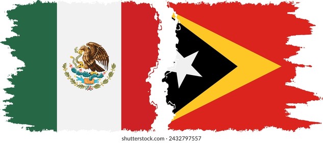 Timor-Leste - East Timor and Mexico grunge flags connection, vector