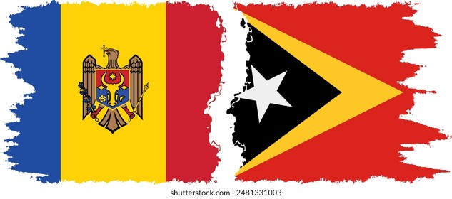 Timor-Leste - East Timor and Moldova grunge flags connection, vector