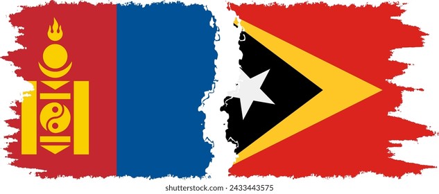 Timor-Leste - East Timor and Mongolia grunge flags connection, vector