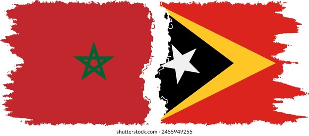 Timor-Leste - East Timor and Morocco grunge flags connection, vector