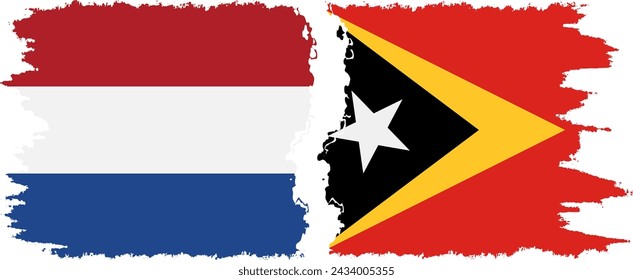 Timor-Leste - East Timor and Netherlands grunge flags connection, vector