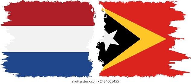 Timor-Leste - East Timor and Netherlands grunge flags connection, vector