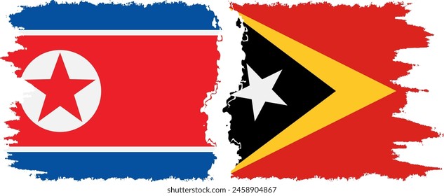 Timor-Leste - East Timor and North Korea grunge flags connection, vector