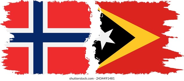 Timor-Leste - East Timor and Norwegian grunge flags connection, vector