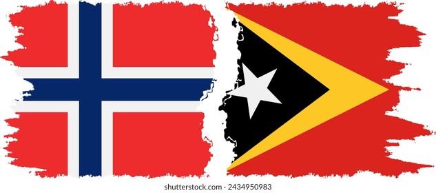 Timor-Leste - East Timor and Norwegian grunge flags connection, vector