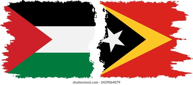 Timor-Leste - East Timor and Palestine grunge flags connection, vector