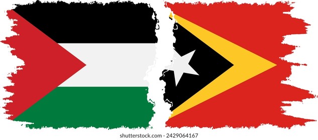 Timor-Leste - East Timor and Palestine grunge flags connection, vector