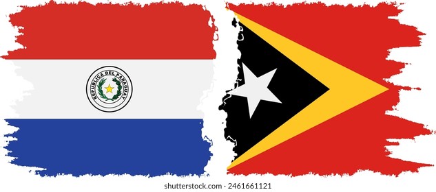 Timor-Leste - East Timor and Paraguay grunge flags connection, vector