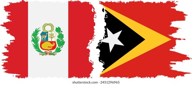 Timor-Leste - East Timor and Peru grunge flags connection, vector