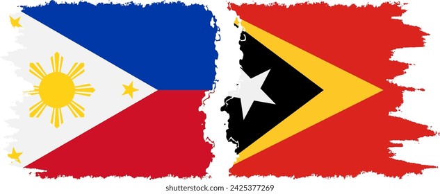 Timor-Leste - East Timor and Philippines grunge flags connection, vector