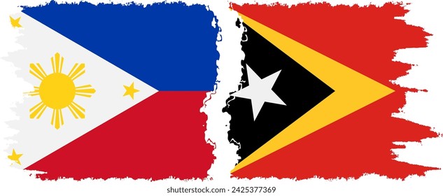 Timor-Leste - East Timor and Philippines grunge flags connection, vector