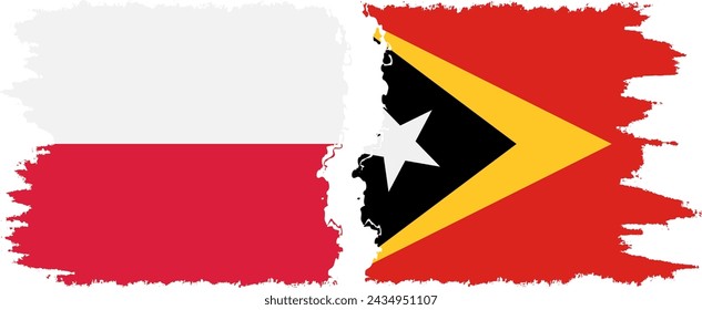 Timor-Leste - East Timor and Poland grunge flags connection, vector