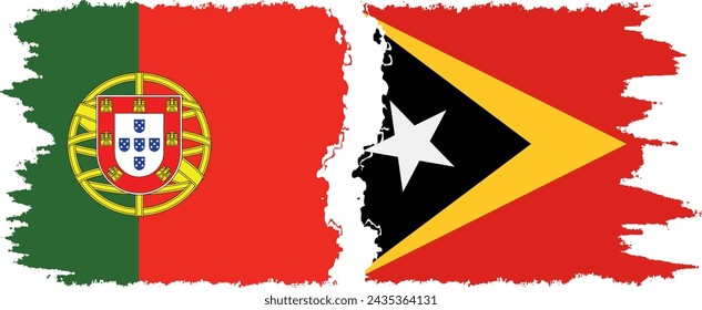 Timor-Leste - East Timor and Portugal grunge flags connection, vector