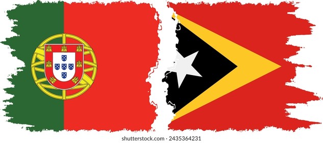 Timor-Leste - East Timor and Portugal grunge flags connection, vector