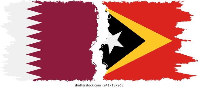 Timor-Leste - East Timor and Qatar grunge flags connection, vector