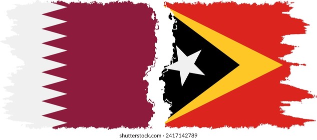 Timor-Leste - East Timor and Qatar grunge flags connection, vector