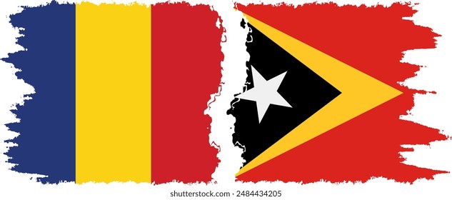 Timor-Leste - East Timor and Romania grunge flags connection, vector