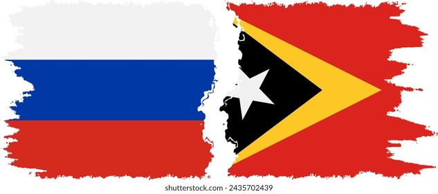 Timor-Leste - East Timor and Russia grunge flags connection, vector