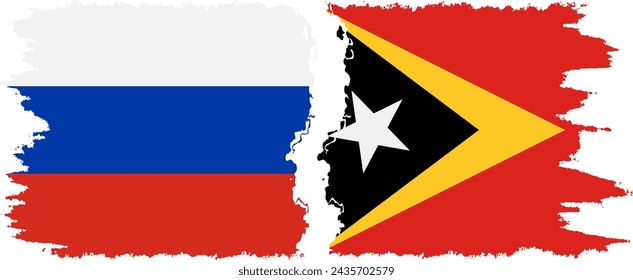 Timor-Leste - East Timor and Russia grunge flags connection, vector