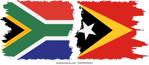 Timor-Leste - East Timor and South Africa grunge flags connection, vector