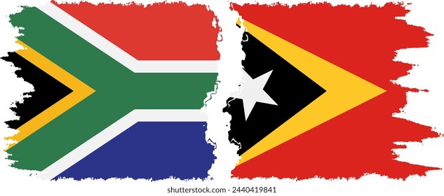 Timor-Leste - East Timor and South Africa grunge flags connection, vector