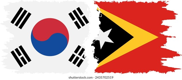 Timor-Leste - East Timor and South Korea grunge flags connection, vector