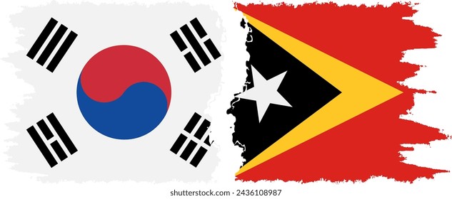 Timor-Leste - East Timor and South Korea grunge flags connection, vector