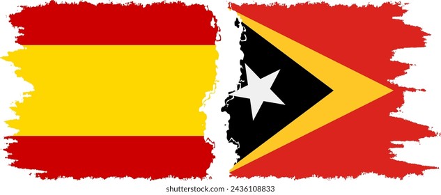 Timor-Leste - East Timor and Spain grunge flags connection, vector