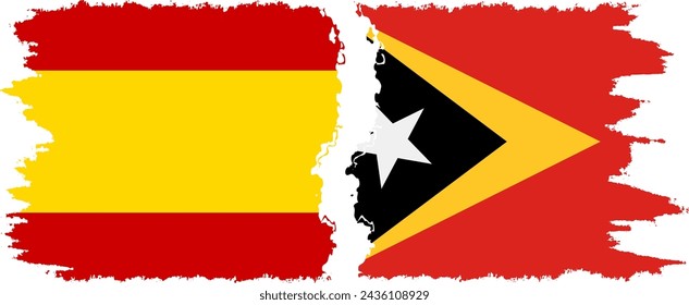 Timor-Leste - East Timor and Spain grunge flags connection, vector