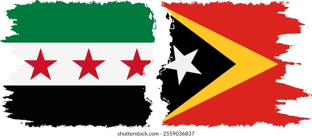 Timor-Leste - East Timor and Syrian Revolution grunge flags connection, vector