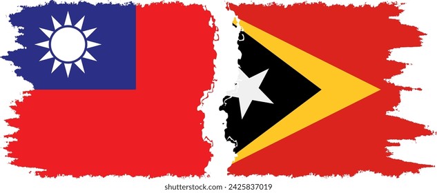 Timor-Leste - East Timor and Taiwan grunge flags connection, vector