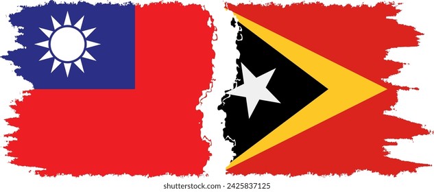 Timor-Leste - East Timor and Taiwan grunge flags connection, vector