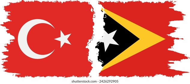 Timor-Leste - East Timor and Turkey grunge flags connection, vector