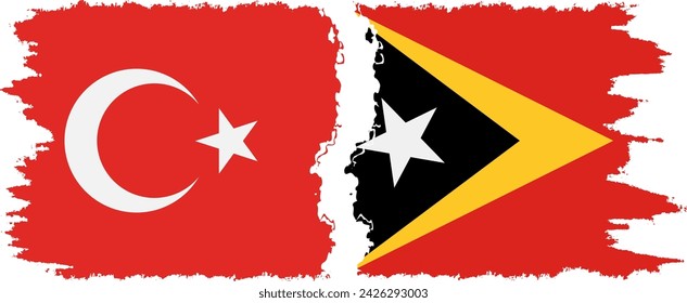 Timor-Leste - East Timor and Turkey grunge flags connection, vector