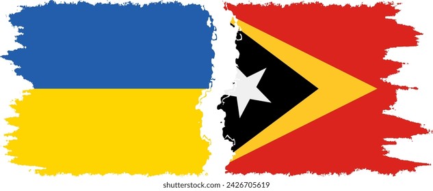 Timor-Leste - East Timor and Ukraine grunge flags connection, vector