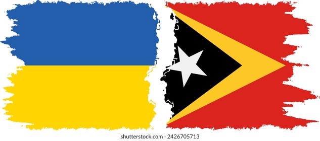 Timor-Leste - East Timor and Ukraine grunge flags connection, vector