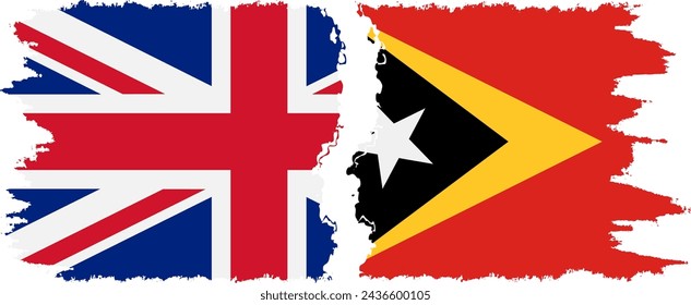 Timor-Leste - East Timor and United Kingdom grunge flags connection, vector