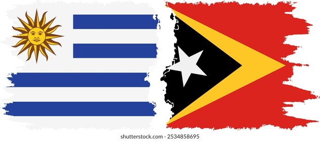 Timor-Leste - Conexión de banderas grunge de Timor Oriental y Uruguay, Vector